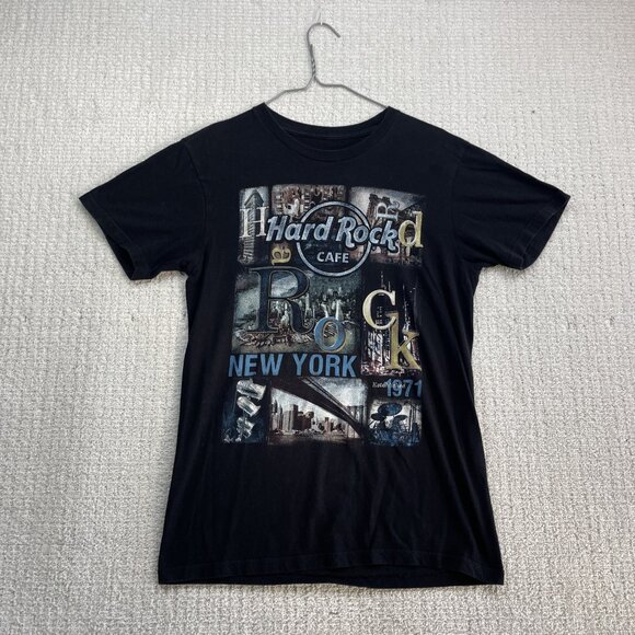 Hard Rock Cafe NYC New York Black Retro City Pictures Graphic T Shirt Sz Small - Picture 1 of 14